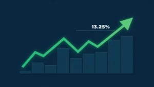 Imagem com um gráfico simbolizando o aumento da Selic